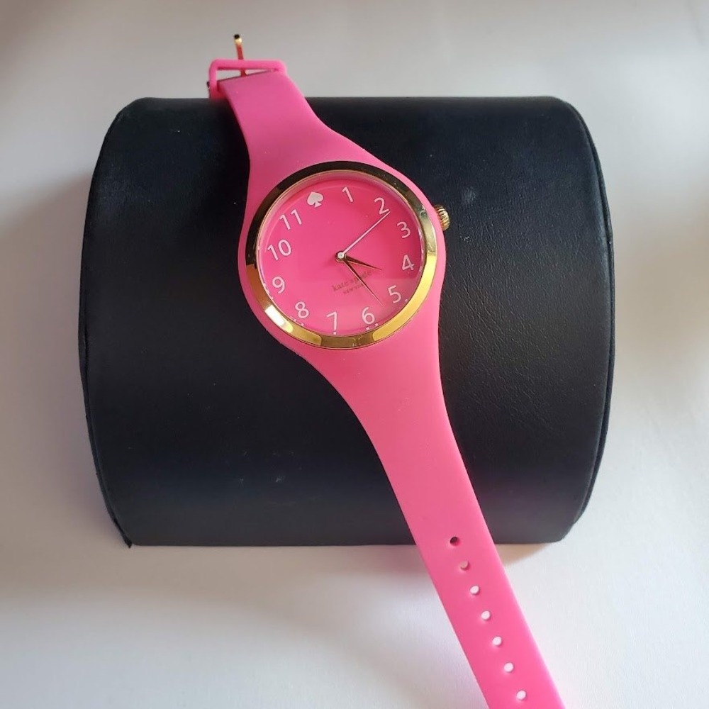 Kate Spade New York Pink Silicone Rumsey Watch Gold Tone Trim Fresh Battery